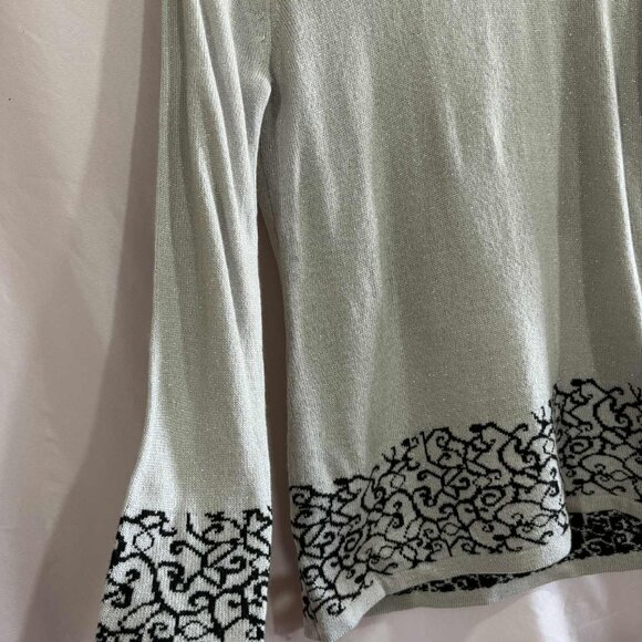 Briggs Petite Silver Knit Sweater Top Size PS – Patterned Cowl Neck Long Sleeve - Picture 3 of 5